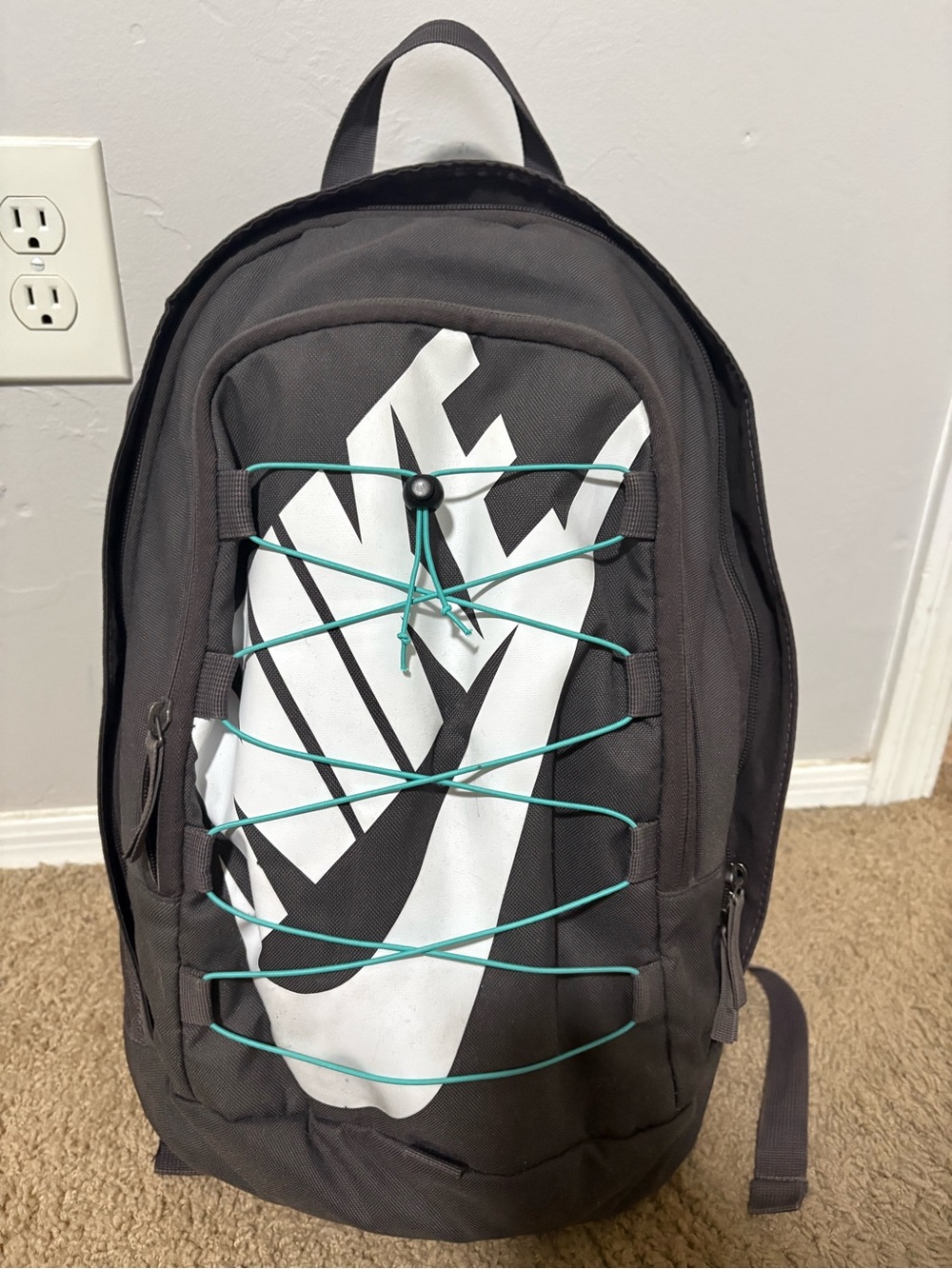 Nike Hayward 2.0 Backpack in Thunder Grey with Blue Bungee Cord
